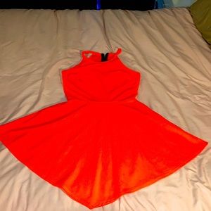 neon orange a-line babydoll dress